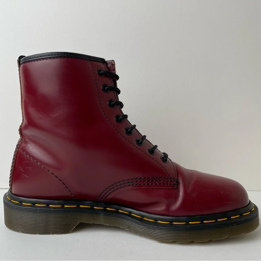 Vintage Dr. Martens 1460 Red Smooth Leather Boots UK 8 - Picture 5 of 16